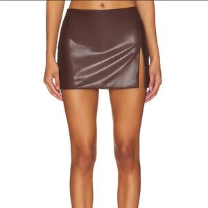 Lovers and Friends Faux Leather Shirt in pecan brown - size L